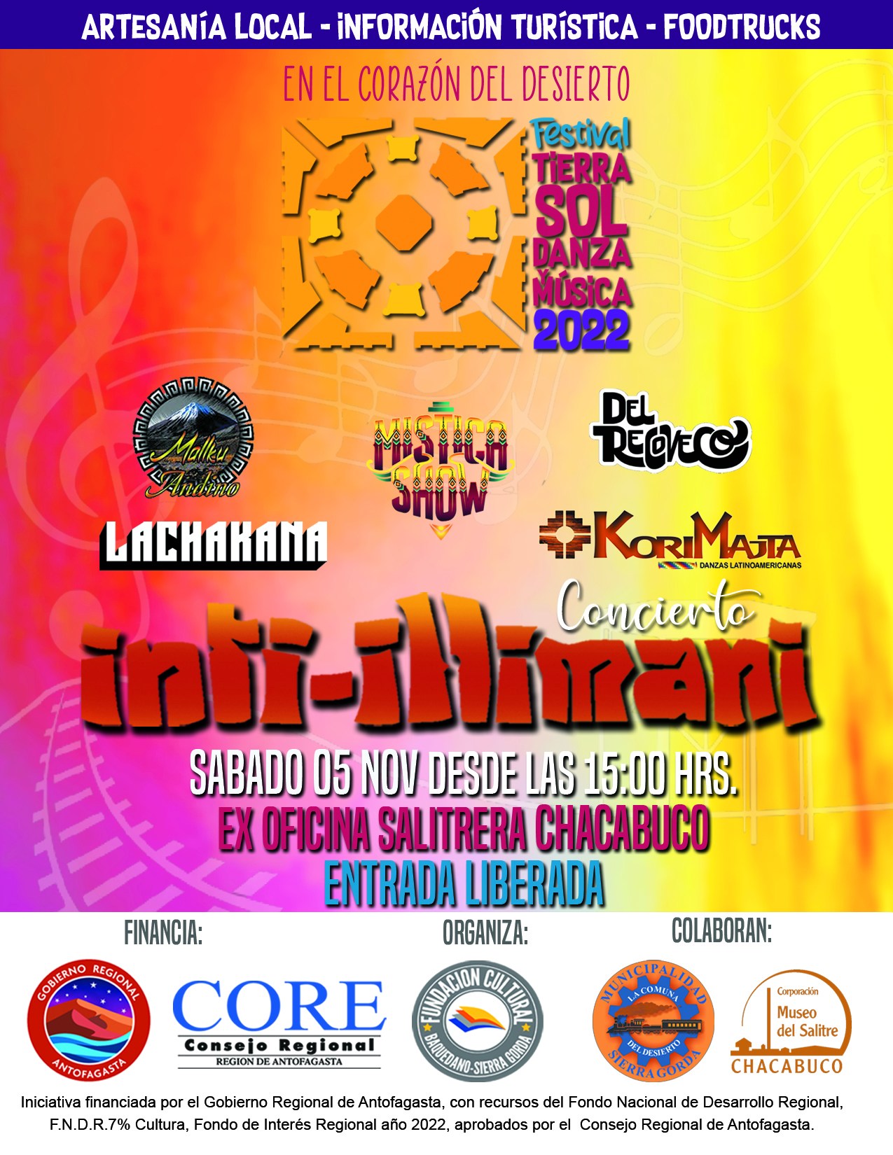Inti-illiman se presentará en el festival “tierra sol danza y música” de la comuna de sierra gorda.